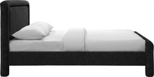 Meridian Furniture Baylor Queen Upholstered Bed Chenille Fabric Curved Headboard Modern Bedroom Focal Point Black BaylorBlack-Q