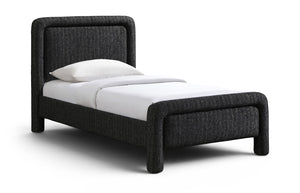 Meridian Furniture Baylor Chenille Upholstered Twin Bed Curved Headboard Contemporary Bedroom Style and Comfort Black BaylorBlack-T