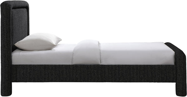 Meridian Furniture Baylor Chenille Upholstered Twin Bed Curved Headboard Contemporary Bedroom Style and Comfort Black BaylorBlack-T