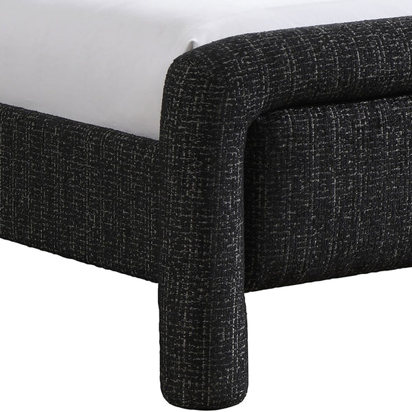 Meridian Furniture Baylor Chenille Upholstered Twin Bed Curved Headboard Contemporary Bedroom Style and Comfort Black BaylorBlack-T