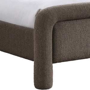Meridian Furniture Baylor Chenille Woven Upholstered Full Bed Soft Curved Headboard Transitional Bedroom Frame Brown BaylorBrown-F