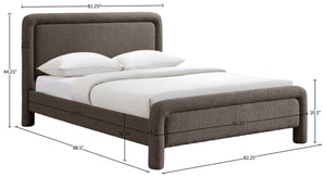 Meridian Furniture Baylor Chenille Upholstered King Bed Soft Curved Frame for Modern Contemporary Bedrooms Brown BaylorBrown-K
