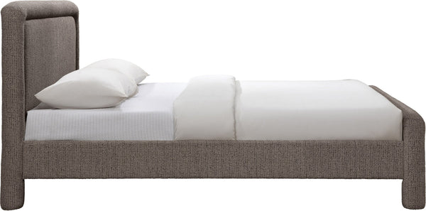 Meridian Furniture Baylor Chenille Upholstered King Bed Soft Curved Frame for Modern Contemporary Bedrooms Brown BaylorBrown-K