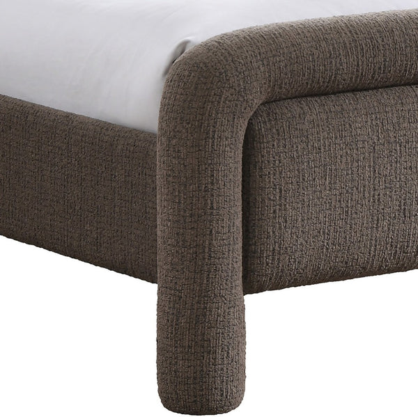 Meridian Furniture Baylor Chenille Upholstered King Bed Soft Curved Frame for Modern Contemporary Bedrooms Brown BaylorBrown-K