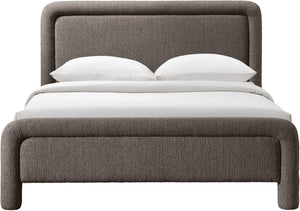 Meridian Furniture Baylor Queen Upholstered Bed Chenille Fabric Curved Headboard Modern Bedroom Focal Point Brown BaylorBrown-Q