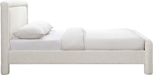 Meridian Furniture Baylor Chenille Woven Upholstered Full Bed Soft Curved Headboard Transitional Bedroom Frame Cream BaylorCream-F