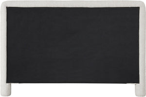 Meridian Furniture Baylor Chenille Woven Upholstered Full Bed Soft Curved Headboard Transitional Bedroom Frame Cream BaylorCream-F