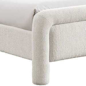 Meridian Furniture Baylor Chenille Woven Upholstered Full Bed Soft Curved Headboard Transitional Bedroom Frame Cream BaylorCream-F