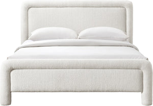 Meridian Furniture Baylor Chenille Upholstered King Bed Soft Curved Frame for Modern Contemporary Bedrooms Cream BaylorCream-K