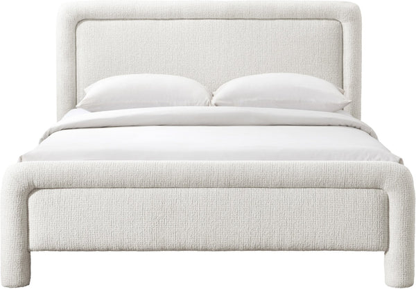 Meridian Furniture Baylor Chenille Upholstered King Bed Soft Curved Frame for Modern Contemporary Bedrooms Cream BaylorCream-K