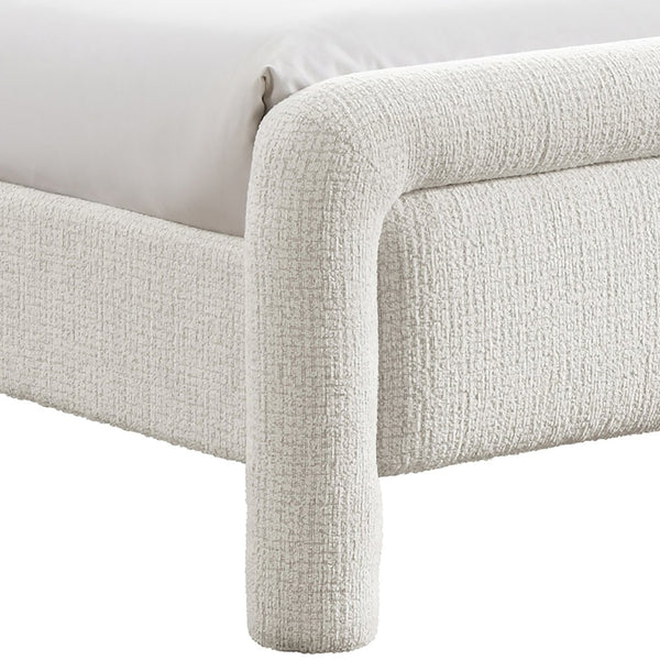 Meridian Furniture Baylor Chenille Upholstered King Bed Soft Curved Frame for Modern Contemporary Bedrooms Cream BaylorCream-K