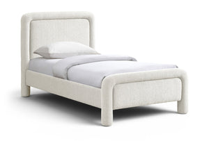 Meridian Furniture Baylor Chenille Upholstered Twin Bed Curved Headboard Contemporary Bedroom Style and Comfort Cream BaylorCream-T