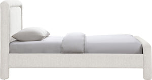 Meridian Furniture Baylor Chenille Upholstered Twin Bed Curved Headboard Contemporary Bedroom Style and Comfort Cream BaylorCream-T