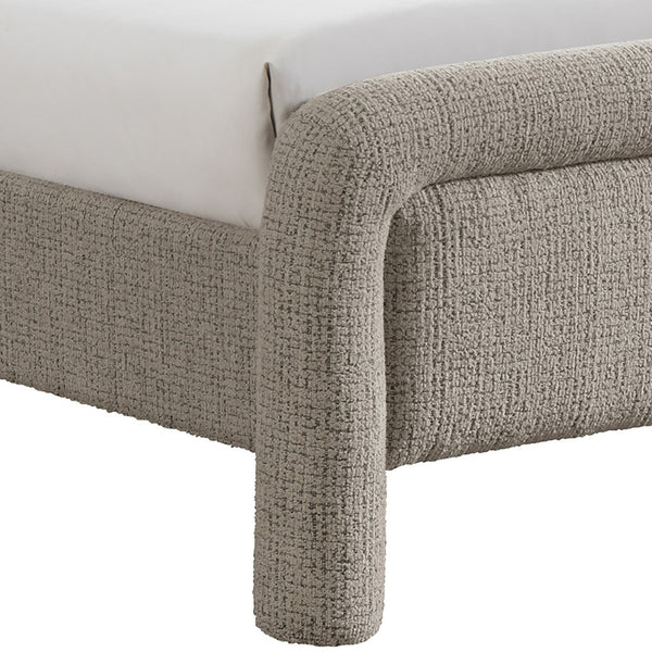 Meridian Furniture Baylor Chenille Woven Upholstered Full Bed Soft Curved Headboard Transitional Bedroom Frame Taupe BaylorTaupe-F