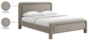 Meridian Furniture Baylor Chenille Upholstered King Bed Soft Curved Frame for Modern Contemporary Bedrooms Taupe BaylorTaupe-K