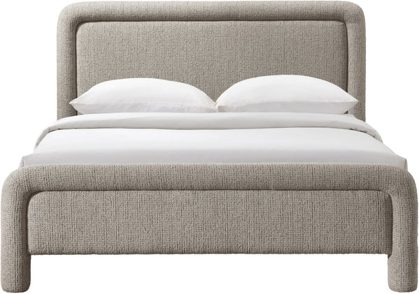 Meridian Furniture Baylor Chenille Upholstered King Bed Soft Curved Frame for Modern Contemporary Bedrooms Taupe BaylorTaupe-K