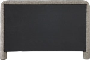 Meridian Furniture Baylor Queen Upholstered Bed Chenille Fabric Curved Headboard Modern Bedroom Focal Point Taupe BaylorTaupe-Q