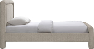 Meridian Furniture Baylor Chenille Upholstered Twin Bed Curved Headboard Contemporary Bedroom Style and Comfort Taupe BaylorTaupe-T