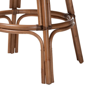 Bali & Pari Bella Handwoven Rattan Swivel Barstool with Cushion and Footrest