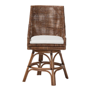 Bali & Pari Bella Handwoven Rattan Swivel Counterstool with Cushion for Kitchen Islands