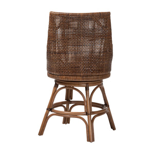 Bali & Pari Bella Handwoven Rattan Swivel Counterstool with Cushion for Kitchen Islands