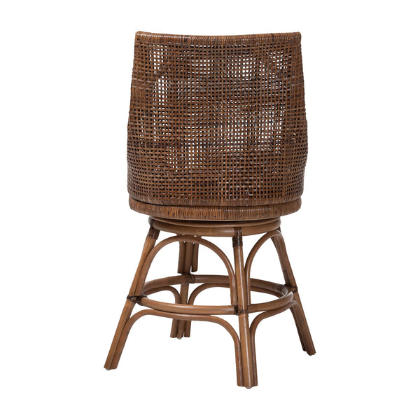 Bali & Pari Bella Handwoven Rattan Swivel Counterstool with Cushion for Kitchen Islands