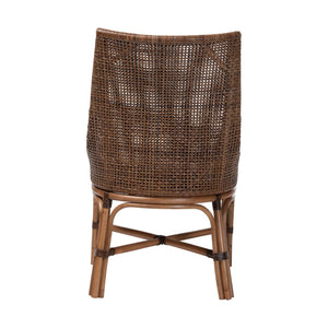 Bali & Pari Bella Handwoven Natural Rattan Wingback Dining Chair with Removable Cushion