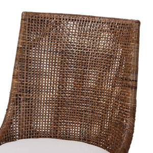 Bali & Pari Bella Handwoven Natural Rattan Wingback Dining Chair with Removable Cushion