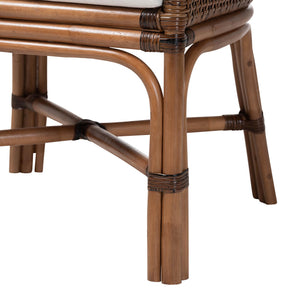 Bali & Pari Bella Handwoven Natural Rattan Wingback Dining Chair with Removable Cushion