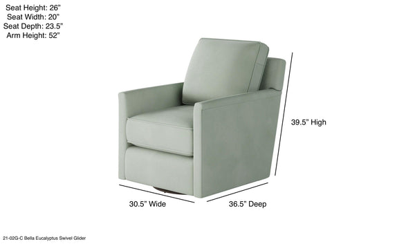 Fusion Bella Eucalyptus Swivel Glider Chair In Blue - Stylish, Comfortable, And Perfect For Any Room Blue W,100% Polyester 21-02g-c Bella Eucalyptus Swivel Glider