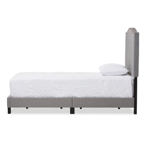 Baxton Studio Baxton Studio Benjamin Twin Size Upholstered Bed - Modern Grey Fabric with Arched Headboard Design Benjamin-Twin-Grey