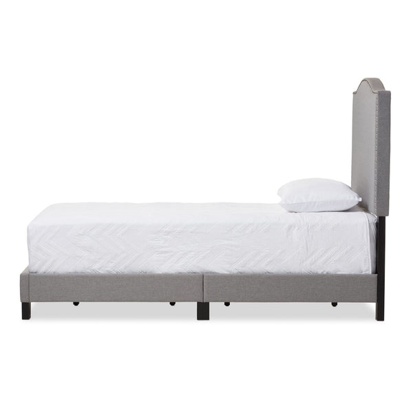 Baxton Studio Baxton Studio Benjamin Twin Size Upholstered Bed - Modern Grey Fabric with Arched Headboard Design Benjamin-Twin-Grey