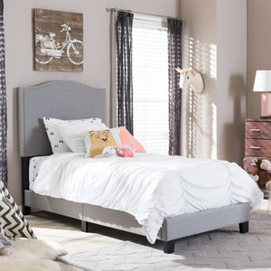 Baxton Studio Baxton Studio Benjamin Twin Size Upholstered Bed - Modern Grey Fabric with Arched Headboard Design Benjamin-Twin-Grey