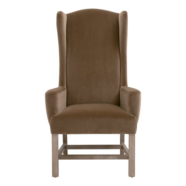 Essentials For Living Bennett Arm Chair: Elegant Velvet Upholstered Accent Chair With Wingback Design & Solid Oak Legs Caramel Velvet,Natural Gray Oak Solid Oak Wood 7107up.Car/Ng
