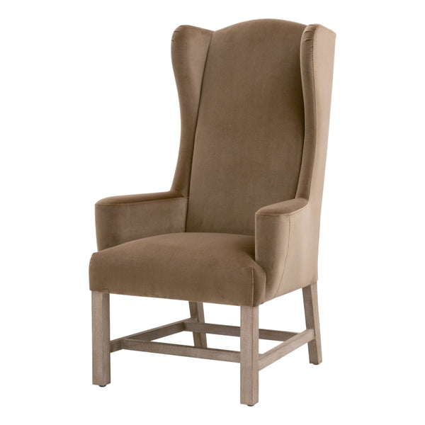 Essentials For Living Bennett Arm Chair: Elegant Velvet Upholstered Accent Chair With Wingback Design & Solid Oak Legs Caramel Velvet,Natural Gray Oak Solid Oak Wood 7107up.Car/Ng