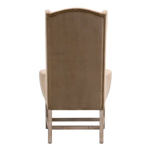 Essentials For Living Bennett Arm Chair: Elegant Velvet Upholstered Accent Chair With Wingback Design & Solid Oak Legs Caramel Velvet,Natural Gray Oak Solid Oak Wood 7107up.Car/Ng
