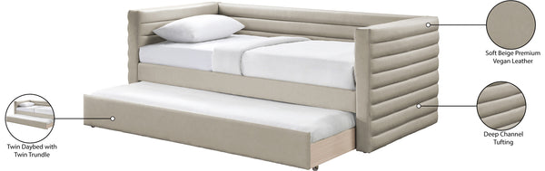 Beverly Beige Vegan Leather Twin Daybed BeverlyBeige-T Meridian Furniture