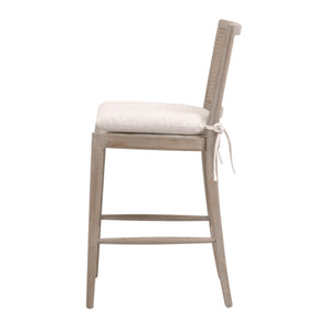Essentials For Living Blume Counter Stool - Stylish Natural Gray Oak Frame With Removable Cream Cushion For Comfort & Durability Performance Textured Cream Linen,Natural Gray Oak,Cane Solid Oak Wood,Cane 6663cs.Txcrm/Ng