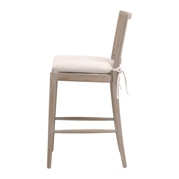 Essentials For Living Blume Counter Stool - Stylish Natural Gray Oak Frame With Removable Cream Cushion For Comfort & Durability Performance Textured Cream Linen,Natural Gray Oak,Cane Solid Oak Wood,Cane 6663cs.Txcrm/Ng