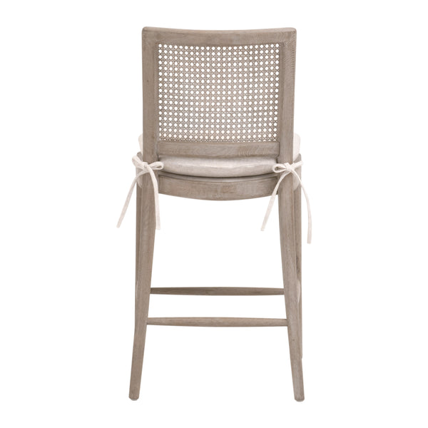 Essentials For Living Blume Counter Stool - Stylish Natural Gray Oak Frame With Removable Cream Cushion For Comfort & Durability Performance Textured Cream Linen,Natural Gray Oak,Cane Solid Oak Wood,Cane 6663cs.Txcrm/Ng