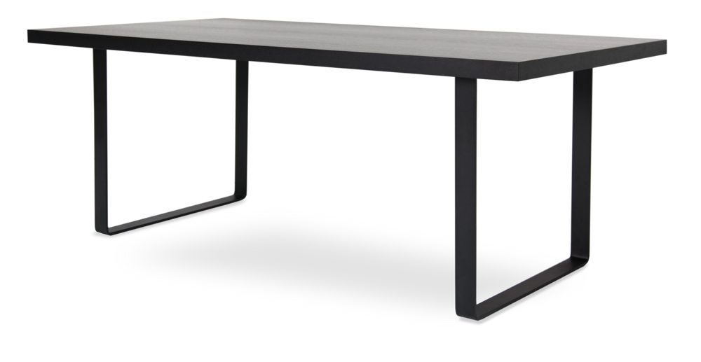 Soho Concept Bosphorus Dining Table Large - Premium Walnut/Wenge Oak/White Lacquer, Stylish Steel Base, 94.5” W Black  Soho-concept-dining-chair-13636