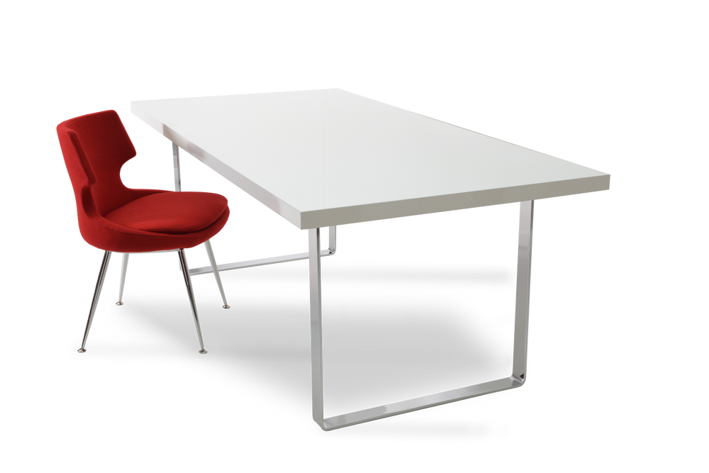 Soho Concept Bosphorus Dining Table Medium - Customizable Walnut/Wenge/White Lacquer Top With Solid Steel Base Black  Soho-concept-dining-chair-13642