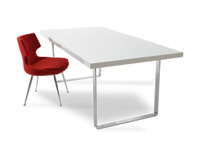 Soho Concept Bosphorus Dining Table Medium - Customizable Walnut/Wenge/White Lacquer Top With Solid Steel Base White  Soho-concept-dining-chair-13646