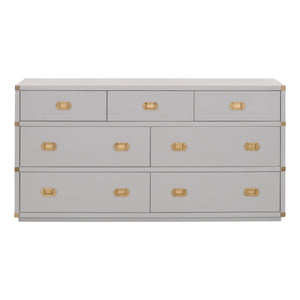 Bradley 7-Drawer Double Dresser Dove Gray, Brushed Gold 6132.DGR/BGLD Essentials for Living