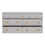 Bradley 7-Drawer Double Dresser Dove Gray, Brushed Gold 6132.DGR/BGLD Essentials for Living