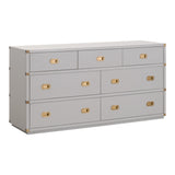 Bradley 7-Drawer Double Dresser Dove Gray, Brushed Gold 6132.DGR/BGLD Essentials for Living