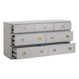 Bradley 7-Drawer Double Dresser Dove Gray, Brushed Gold 6132.DGR/BGLD Essentials for Living