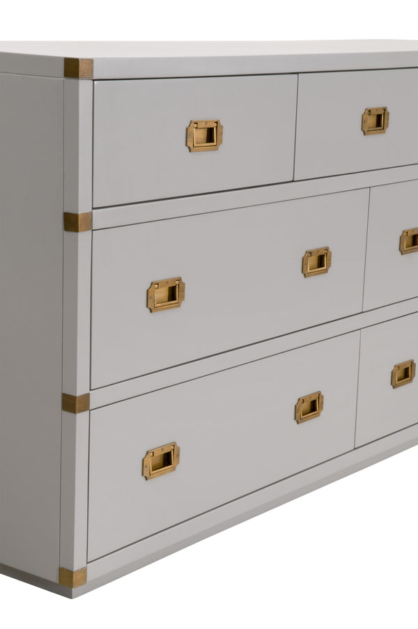 Bradley 7-Drawer Double Dresser Dove Gray, Brushed Gold 6132.DGR/BGLD Essentials for Living