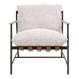 Essentials for Living Brando Club Chair Howell Natural, Chestnut Top Grain Leather, Natural Gray Oak, Black Iron