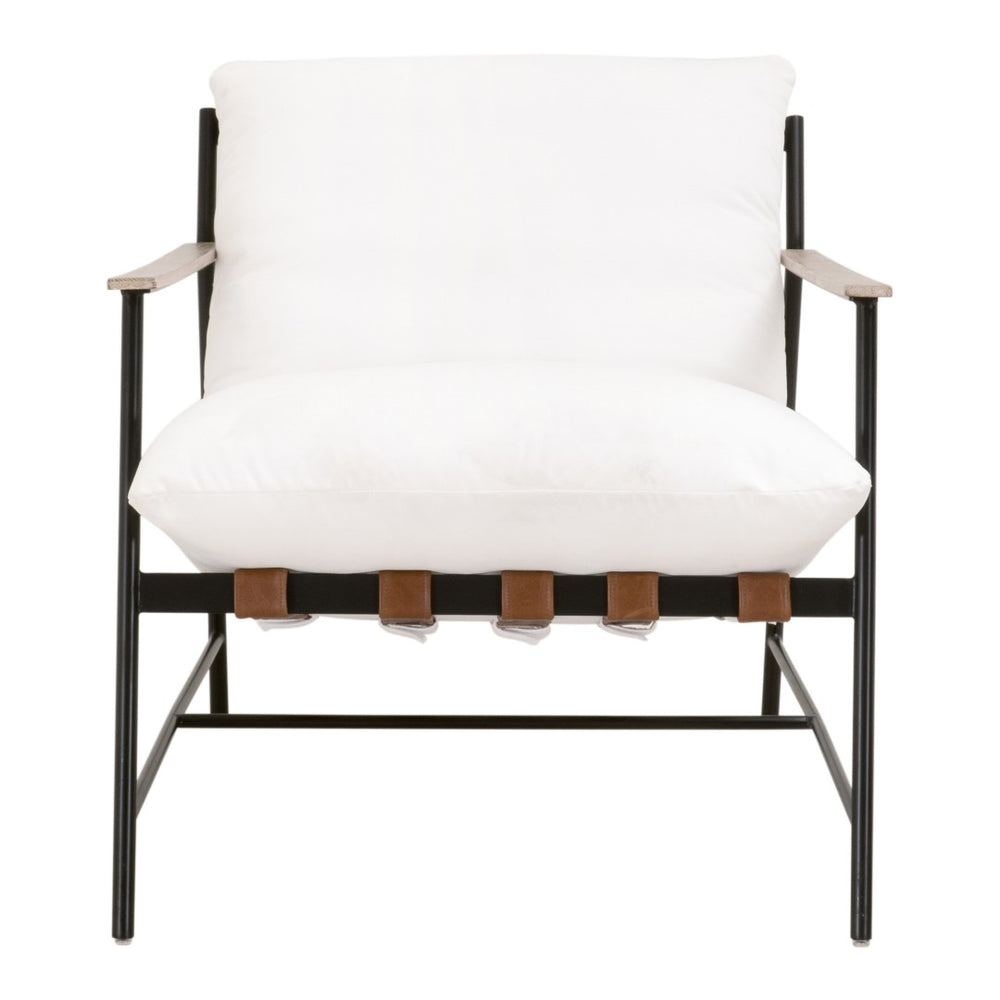 Essentials For Living Brando Club Chair - Minimalist Design With Black Iron Base And Chestnut Brown Leather Straps, Stylish Comfort Natural Gray Oak,Black Iron Solid Oak Wood,Iron 6659.Lpprl/Ng